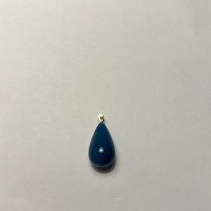 Large Tear Drop Genuine Blue Onyx Solid 14kt Gold Rabbit Ear Ball 30x15mm
